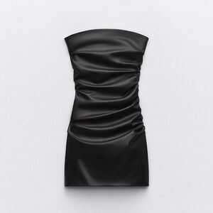 Faux Leather Droppd Dress